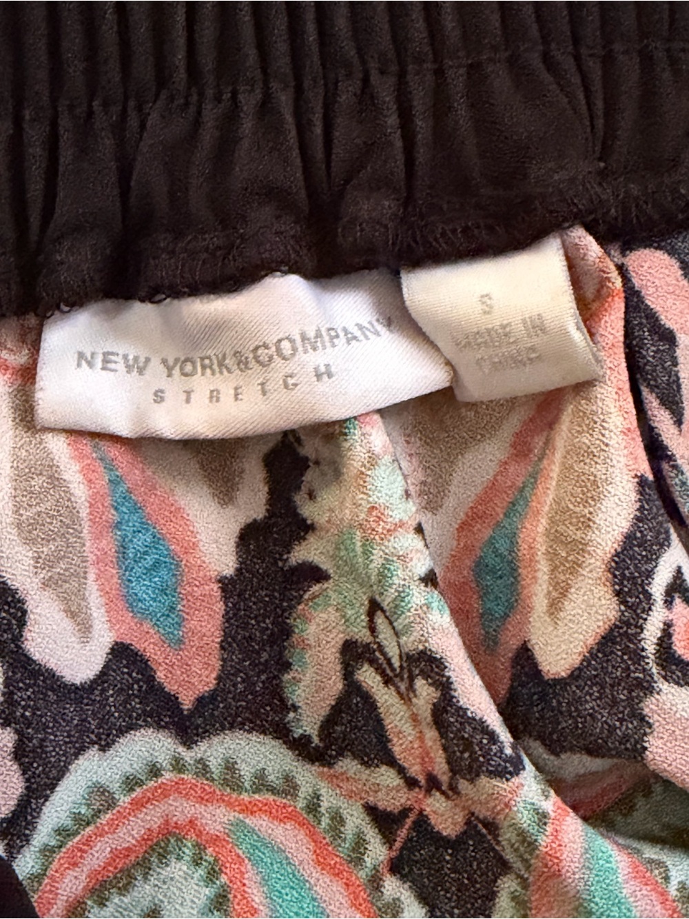 New York & Company Maxi Side-Slit Skirt Paisley Stretch Boho Casual Beach Cruise - Picture 2 of 9